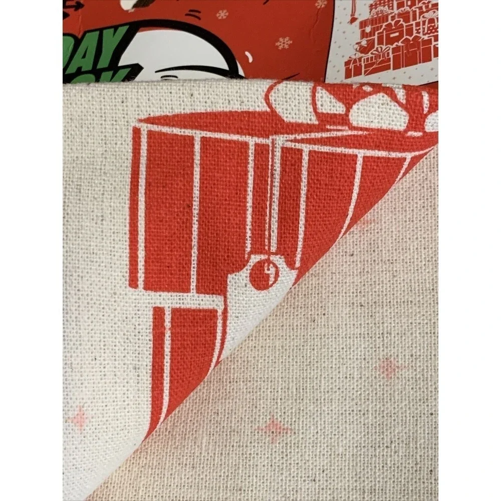 Geeknet Holiday Gift Sack Unisex 18x26 Cream Red NEW Christmas Cotton Drawstring